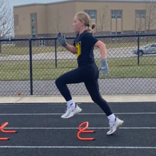 Youth athletes performing speed and agility drills