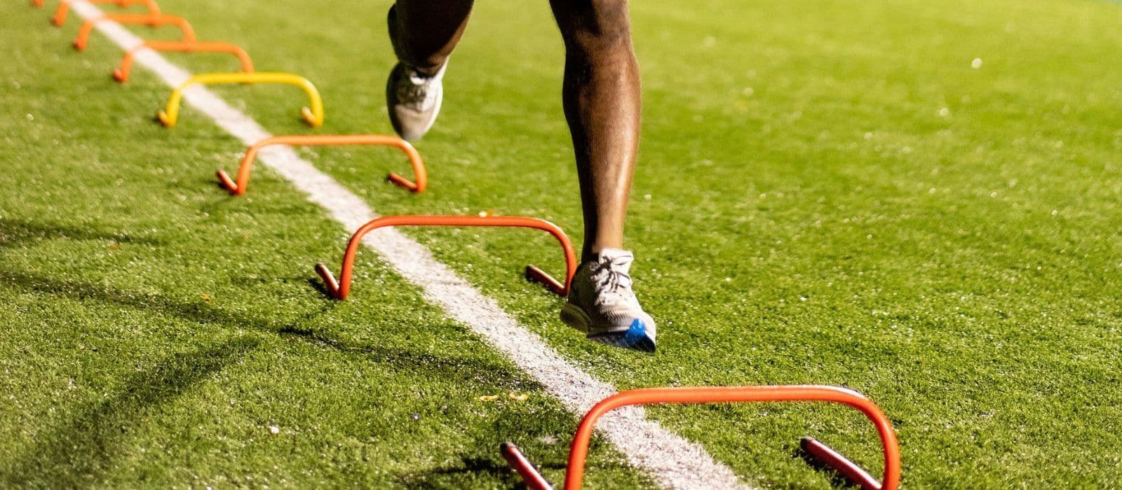 High school athletes performing speed and agility drills